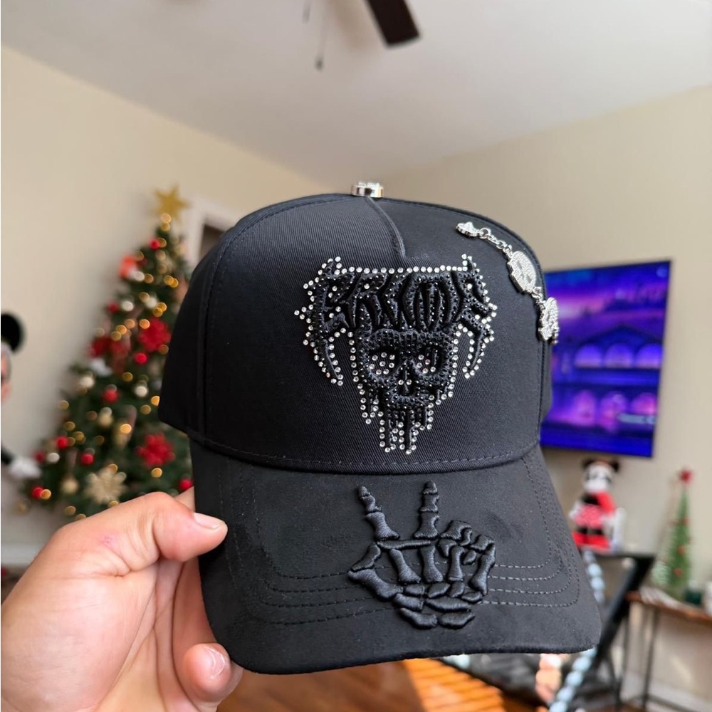 Black Skull Embellished Cap